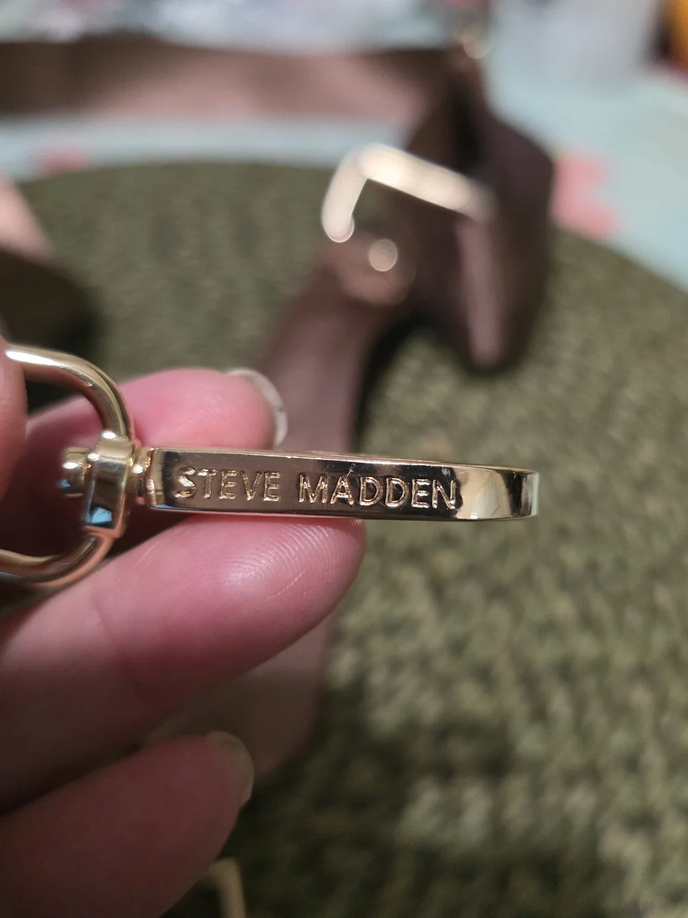 Steve Madden Brown Wide Adjustable Crossbody Strap with Gold Hardware EUC